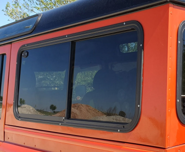 Explore Glazing Schiebefenster für Land Rover Defender 90 & 110, 1055 x 425 mm, dunkel-grau