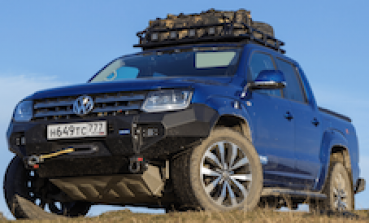 Rival Front Stossstange für Volkswagen Amarok, 2016-, geeignet für Höherlegung, schwarz, mit zertifizierten Nebelscheinwerfer