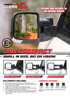 Clearview Compact Towing Mirror zu Ford Ranger 2012-2020 Vollausstattung ohne elektr. Anklappen