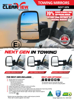 Clearview Next Generation Towing Mirror zu Ford Ranger 2012+ Full Opt ohne elektr. anklapen