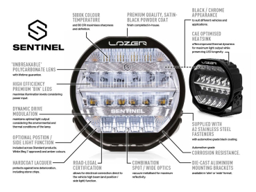LAZER Lamps Sentinel Chrome (with Pos Light) - 'Slim' Mount