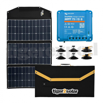 tiger2solar Solartasche 180WP mit MPPT Laderegler und Zubehör - Schattenparker-Kit Big Tiger180