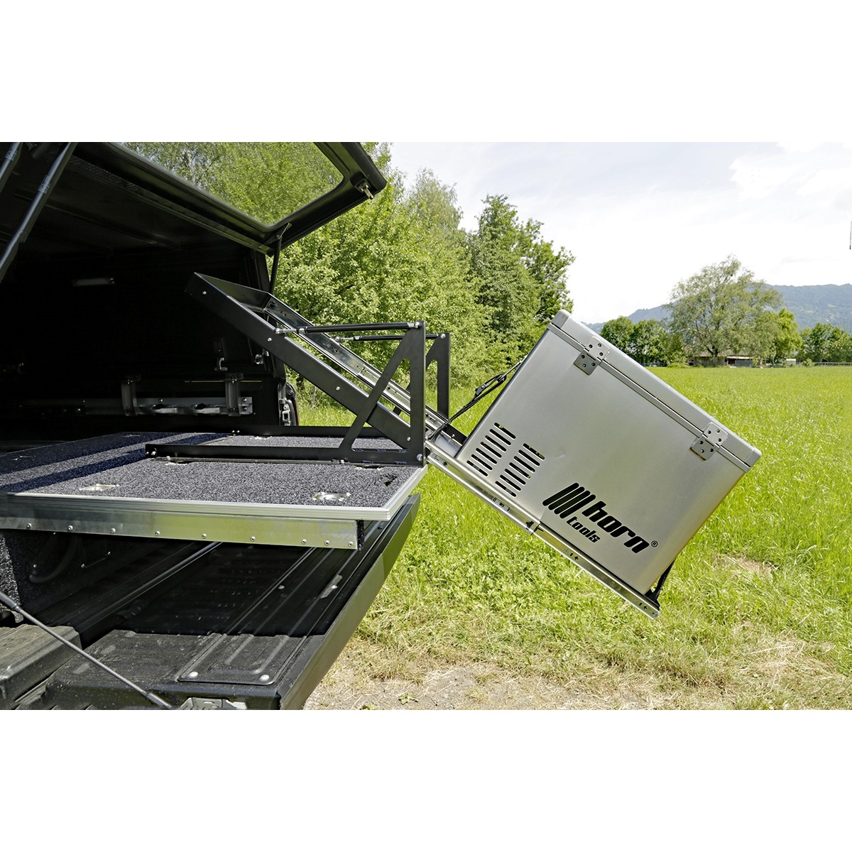  Ihr zuverlässiger Partner in Offroad-Tuning! - Kühlbox Auszug  kippbar 750x430mm Aluminium PickUp Vollauszug Cargo Slide Kühlschrank Box  Ladeboden