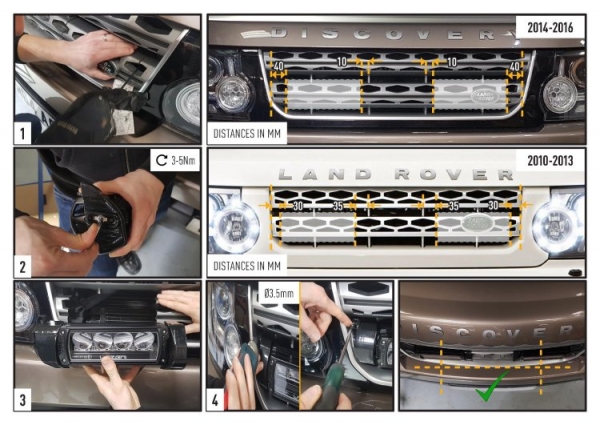 LAZER Lamps Kühlergrill-Montagesatz für Land Rover Discovery 4 inkl. 2x Triple-R 750 Elite (2014+)